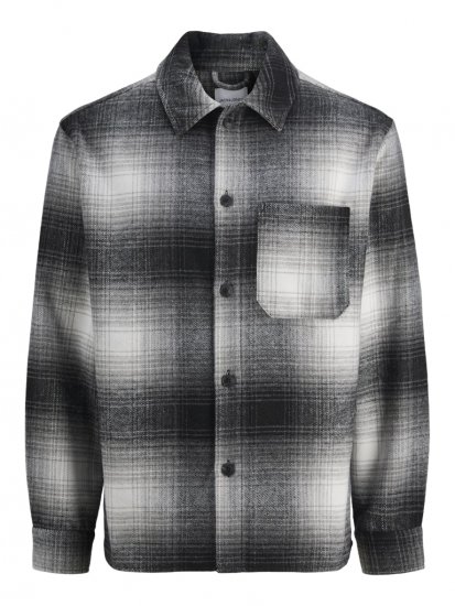 Jack & Jones Zac Long Sleeve Heavy Brush Overshirt Black - Herrenhemden - Herrenhemden in großen Größen