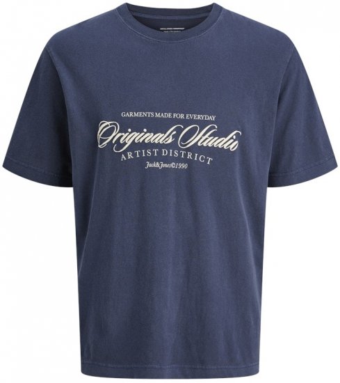 Jack & Jones Wood Wash Crew Neck T-Shirt Ocean Cavern - Herren-T-shirts - Herren-T-Shirts in großen Größen