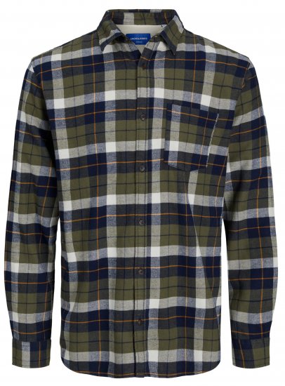 Jack & Jones JOROWEN CHECK COMFORT Shirt Olive - Herrenhemden - Herrenhemden in großen Größen