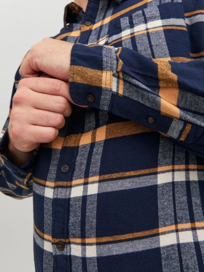 Jack & Jones JOROWEN CHECK COMFORT Shirt Navy - Herrenhemden - Herrenhemden in großen Größen