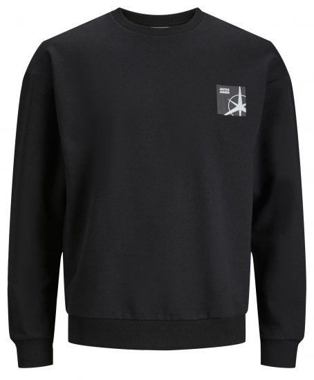 Jack & Jones JCOFILO Crew Neck Sweater with Back Print Black - Herren-sweater und -hoodies - Herren-Sweater und -Hoodies in großen Größen