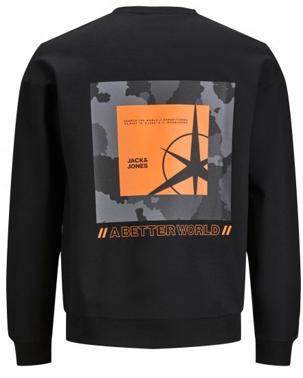 Jack & Jones JCOFILO Crew Neck Sweater with Back Print Black - Herren-sweater und -hoodies - Herren-Sweater und -Hoodies in großen Größen