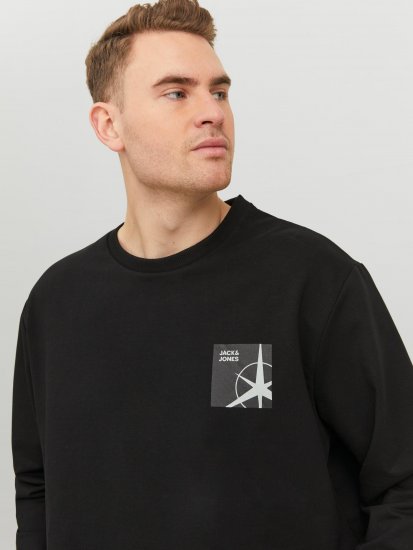 Jack & Jones JCOFILO Crew Neck Sweater with Back Print Black - Herren-sweater und -hoodies - Herren-Sweater und -Hoodies in großen Größen