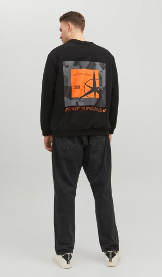 Jack & Jones JCOFILO Crew Neck Sweater with Back Print Black - Herren-sweater und -hoodies - Herren-Sweater und -Hoodies in großen Größen