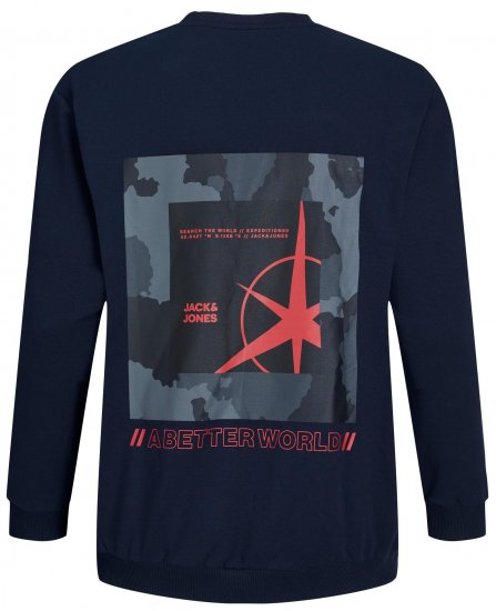 Jack & Jones JCOFILO Crew Neck Sweater with Back Print Navy Blazer - Herren-sweater und -hoodies - Herren-Sweater und -Hoodies in großen Größen