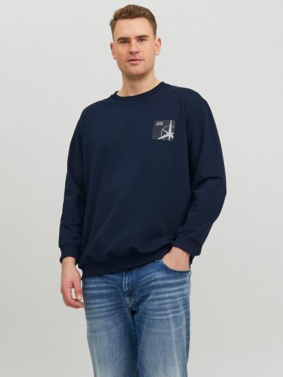 Jack & Jones JCOFILO Crew Neck Sweater with Back Print Navy Blazer - Herren-sweater und -hoodies - Herren-Sweater und -Hoodies in großen Größen