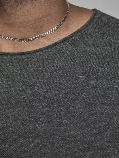 Jack & Jones HILL Knitted Sweater Dark Grey Melange - Herren-sweater und -hoodies - Herren-Sweater und -Hoodies in großen Größen