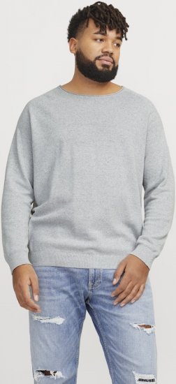Jack & Jones HILL Knitted Sweater Light Grey Melange - Herren-sweater und -hoodies - Herren-Sweater und -Hoodies in großen Größen