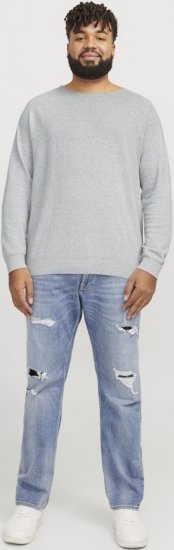 Jack & Jones HILL Knitted Sweater Light Grey Melange - Herren-sweater und -hoodies - Herren-Sweater und -Hoodies in großen Größen
