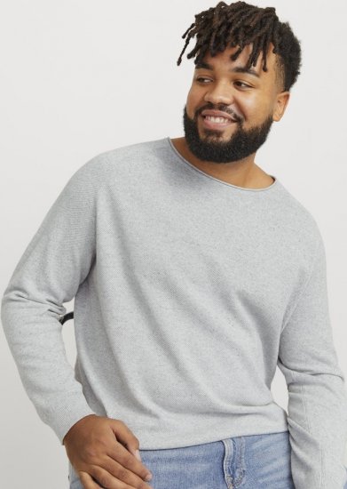 Jack & Jones HILL Knitted Sweater Light Grey Melange - Herren-sweater und -hoodies - Herren-Sweater und -Hoodies in großen Größen