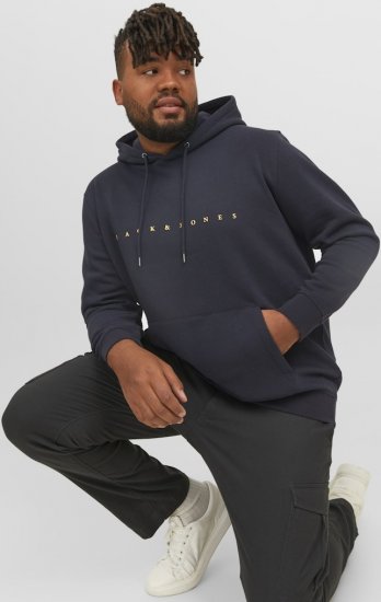Jack & Jones STAR Hoodie Dark Navy - Herren-sweater und -hoodies - Herren-Sweater und -Hoodies in großen Größen
