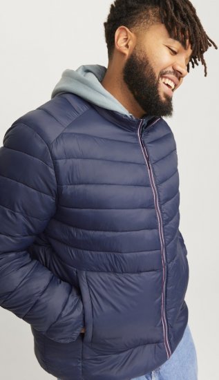 Jack & Jones SPRINT True Red Stitches Quilted Collar Jacket Navy Blazer - Herren jacken - Herren Jacken in großen Größen