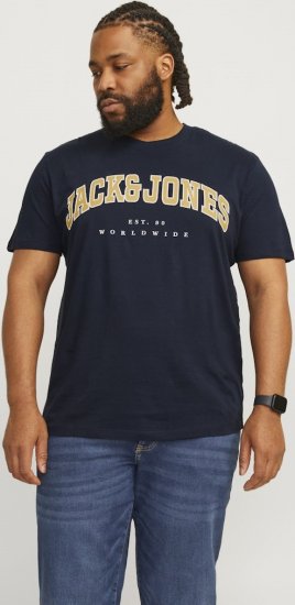Jack & Jones CALEB VARSITY O-Neck T-Shirt Navy Blazer - Herren-T-shirts - Herren-T-Shirts in großen Größen