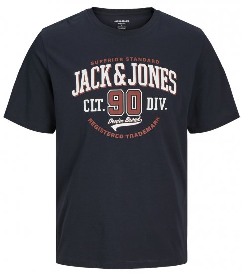 Jack & Jones LOGO O-Neck T-Shirt Dark Navy - Herren-T-shirts - Herren-T-Shirts in großen Größen