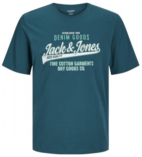 Jack & Jones JJELOGO O-Neck T-Shirt Deep Teal - Herren-T-shirts - Herren-T-Shirts in großen Größen