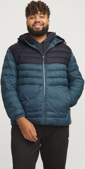 Jack & Jones SPRINT Black Blocking Quilted Hooded Jacket Turquoise Blue - Herren jacken - Herren Jacken in großen Größen