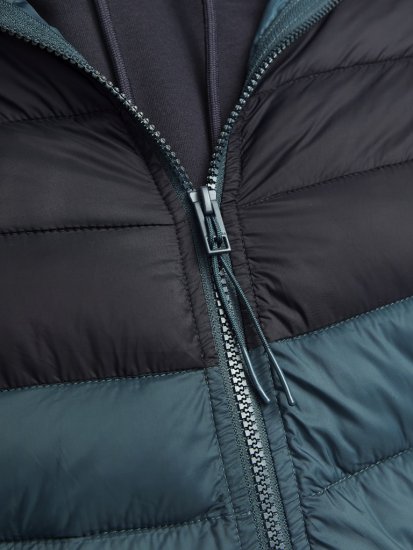 Jack & Jones SPRINT Black Blocking Quilted Hooded Jacket Turquoise Blue - Herren jacken - Herren Jacken in großen Größen