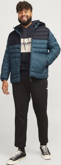 Jack & Jones SPRINT Black Blocking Quilted Hooded Jacket Turquoise Blue - Herren jacken - Herren Jacken in großen Größen