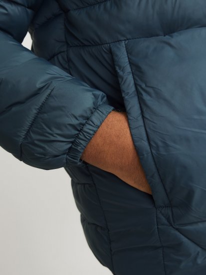 Jack & Jones SPRINT Black Blocking Quilted Hooded Jacket Turquoise Blue - Herren jacken - Herren Jacken in großen Größen