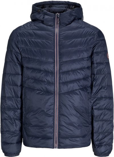 Jack & Jones SPRINT Red Stitches Quilted Hooded Jacket Navy Blazer - Herren jacken - Herren Jacken in großen Größen