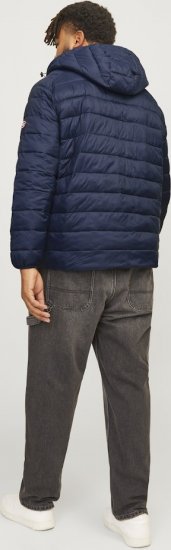 Jack & Jones SPRINT Red Stitches Quilted Hooded Jacket Navy Blazer - Herren jacken - Herren Jacken in großen Größen