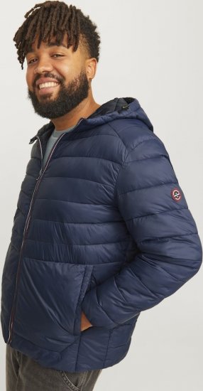 Jack & Jones SPRINT Red Stitches Quilted Hooded Jacket Navy Blazer - Herren jacken - Herren Jacken in großen Größen