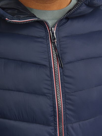 Jack & Jones SPRINT Red Stitches Quilted Hooded Jacket Navy Blazer - Herren jacken - Herren Jacken in großen Größen