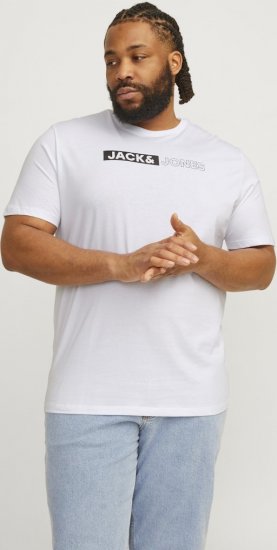 Jack & Jones CORP Logo Play 5 T-Shirt White - Herren-T-shirts - Herren-T-Shirts in großen Größen