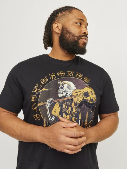 Jack & Jones JJSKULL ROCK T-Shirt Black - Herren-T-shirts - Herren-T-Shirts in großen Größen