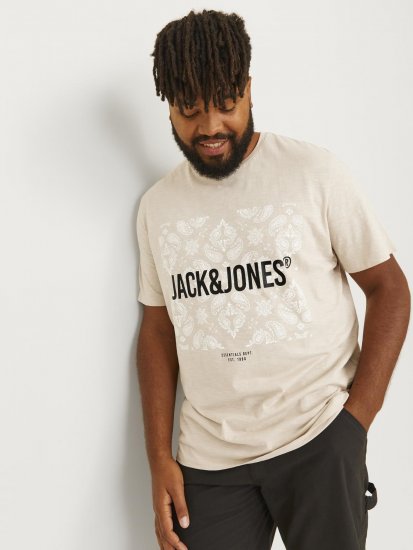 Jack & Jones JJPAISLEY T-Shirt Moonbeam - Herren-T-shirts - Herren-T-Shirts in großen Größen