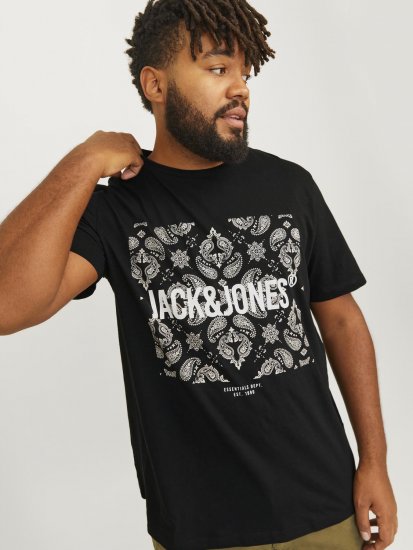 Jack & Jones JJPAISLEY T-Shirt Black - Herren-T-shirts - Herren-T-Shirts in großen Größen