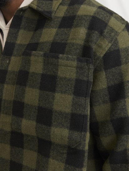 Jack & Jones ZAC Brushed Long Sleeve Overshirt Green - Herrenhemden - Herrenhemden in großen Größen