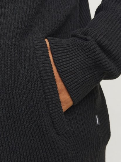 Jack & Jones PANNEL Turtleneck Knitted Sweater with Zipper Black - Herren-sweater und -hoodies - Herren-Sweater und -Hoodies in großen Größen