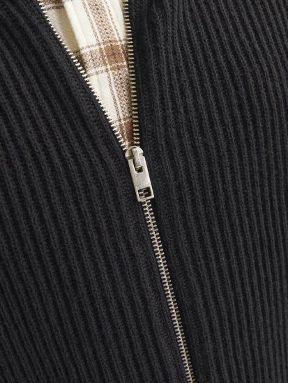 Jack & Jones PANNEL Turtleneck Knitted Sweater with Zipper Black - Herren-sweater und -hoodies - Herren-Sweater und -Hoodies in großen Größen