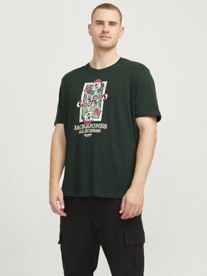 Jack & Jones XMAS Christmas Skull T-Shirt Dark Slate Grey - Herren-T-shirts - Herren-T-Shirts in großen Größen