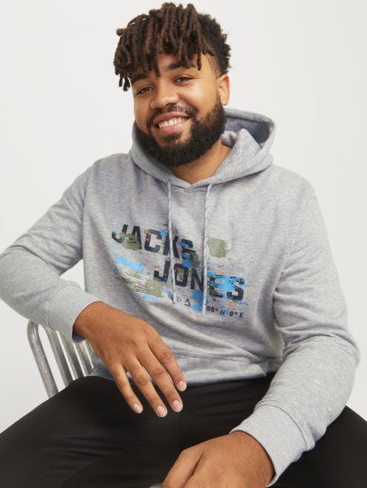 Jack & Jones JCOOUTDOOR Hoodie Light Grey - Herren-sweater und -hoodies - Herren-Sweater und -Hoodies in großen Größen