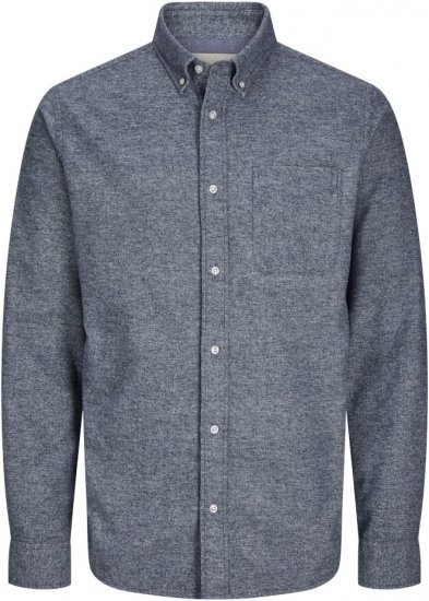 Jack & Jones NORRIS Flannel Long Sleeve Shirt Navy Blazer - Herrenhemden in großen Größen - Herrenhemden in großen Größen
