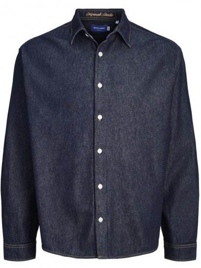 Jack & Jones Norrebro Denim Long Sleeve Shirt Dark Blue Denim - Herrenhemden - Herrenhemden in großen Größen