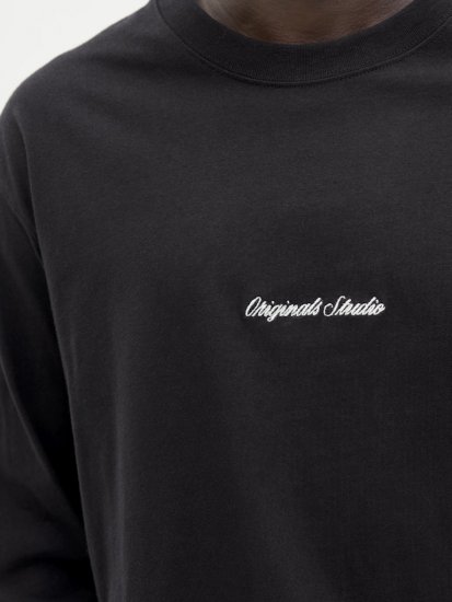 Jack & Jones Norrebro Crew Neck Long Sleeve T-Shirt Black - Herren-T-shirts - Herren-T-Shirts in großen Größen
