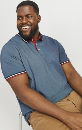 Jack & Jones PAULOS Short Sleeve Polo Denim Blue/PS - Polo-shirts für herren - Polo-Shirts für Herren in großen Größen