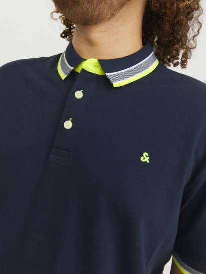 Jack & Jones PAULOS Short Sleeve Polo Dark Navy/NEON - Polo-shirts für herren - Polo-Shirts für Herren in großen Größen