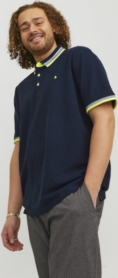 Jack & Jones PAULOS Short Sleeve Polo Dark Navy/NEON - Polo-shirts für herren - Polo-Shirts für Herren in großen Größen