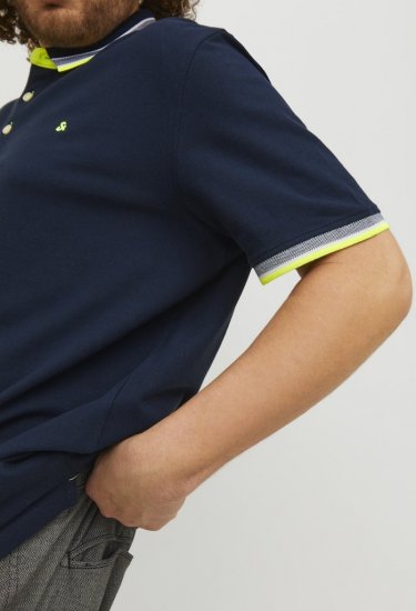 Jack & Jones PAULOS Short Sleeve Polo Dark Navy/NEON - Polo-shirts für herren - Polo-Shirts für Herren in großen Größen