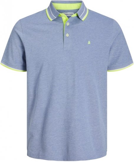 Jack & Jones PAULOS Short Sleeve Polo Light Blue/NEON - Polo-shirts für herren - Polo-Shirts für Herren in großen Größen