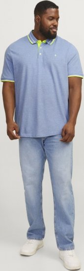 Jack & Jones PAULOS Short Sleeve Polo Light Blue/NEON - Polo-shirts für herren - Polo-Shirts für Herren in großen Größen