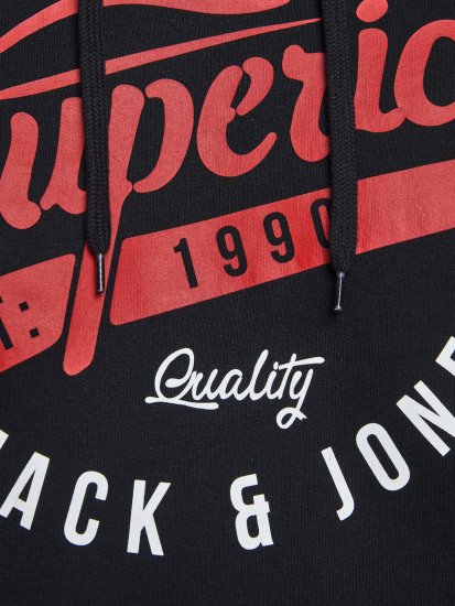 Jack & Jones Elogo Sweat Hood Black - Herren-sweater und -hoodies - Herren-Sweater und -Hoodies in großen Größen
