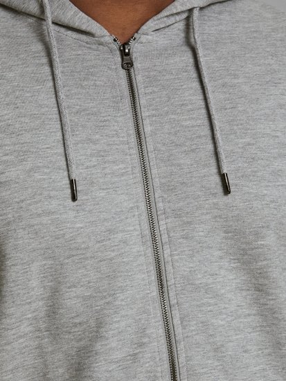 Jack & Jones Basic Sweat Zip Hood Light Grey Melange - Herren-sweater und -hoodies - Herren-Sweater und -Hoodies in großen Größen