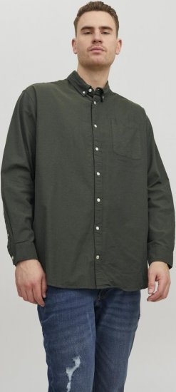 Jack & Jones OXFORD LS Shirt Green - Herrenhemden - Herrenhemden in großen Größen