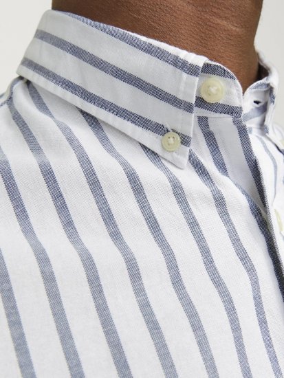 Jack & Jones OXFORD LS Shirt Striped Ensign Blue - Herrenhemden - Herrenhemden in großen Größen
