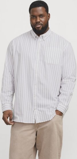Jack & Jones OXFORD LS Shirt Striped White - Herrenhemden - Herrenhemden in großen Größen